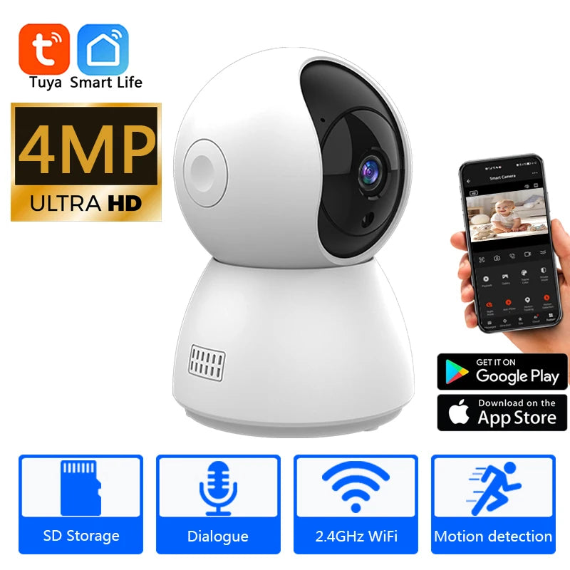 4MP Smart WiFi Indoor Camera with Auto-Tracking and Baby Monitor